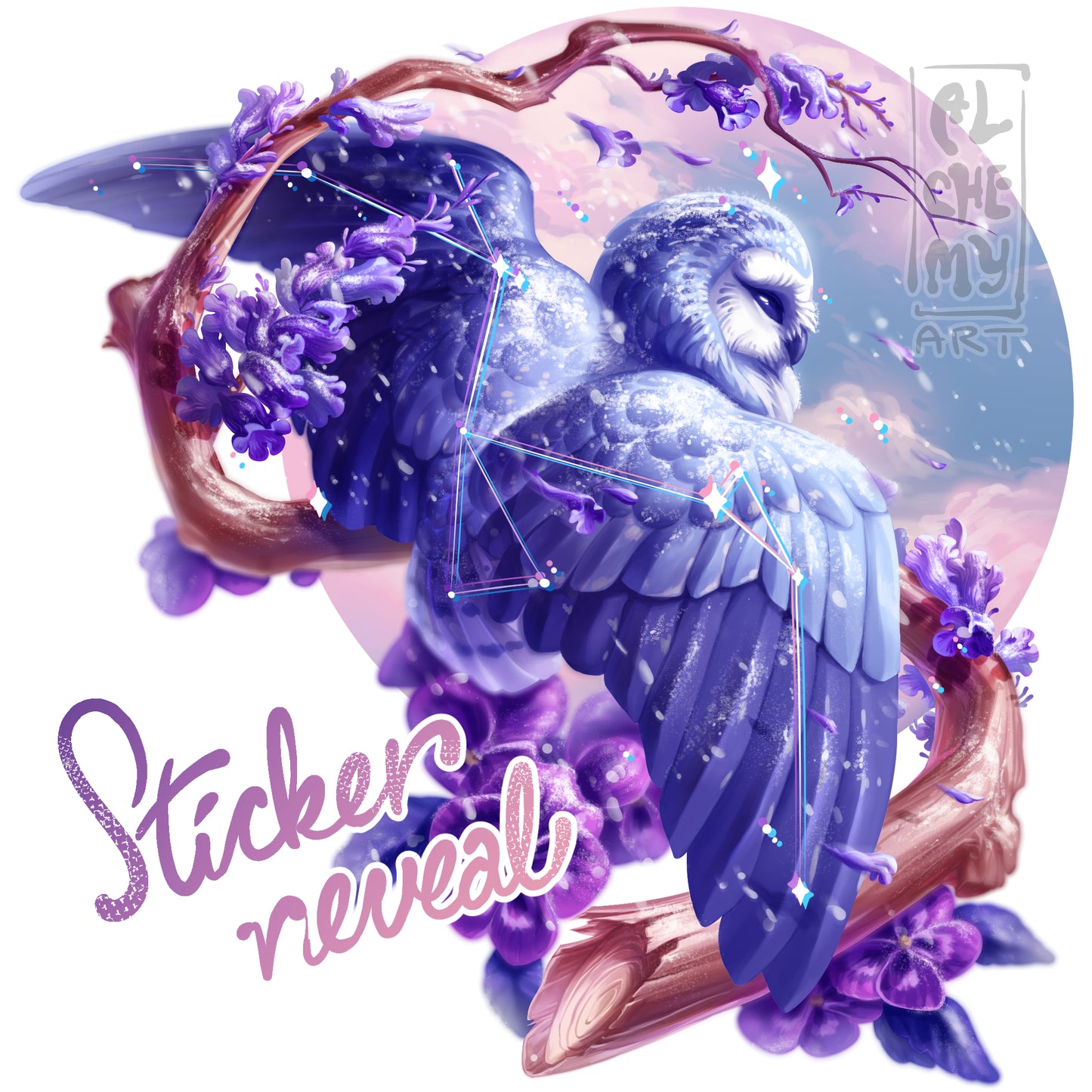Die Cut Vinyl Milky Way Snowy Owl Sticker