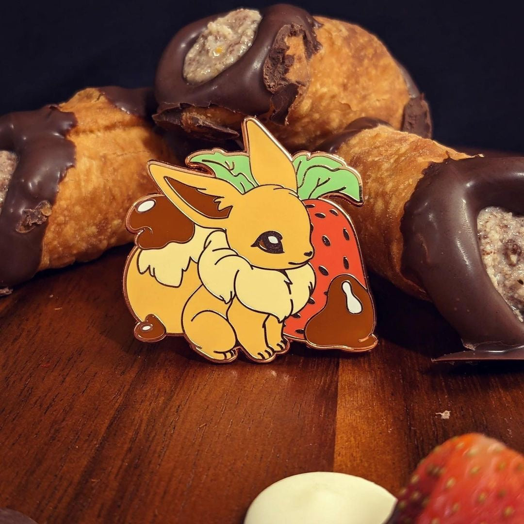 chocolate strawberry enamel pin