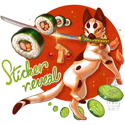 Die Cut Vinyl Samurai Cat