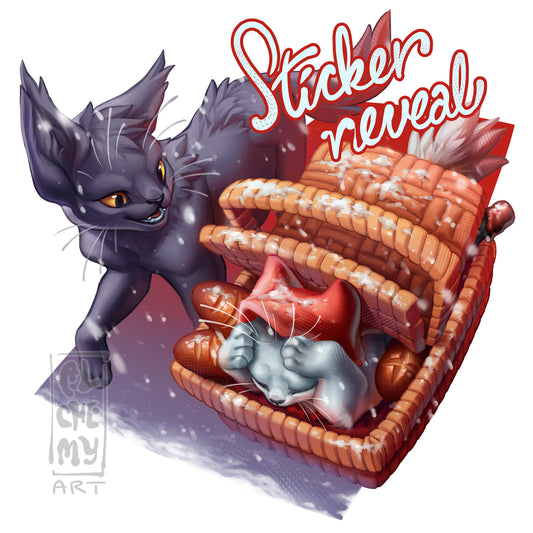 Die Cut Vinyl Red Riding Hood Cat Sticker