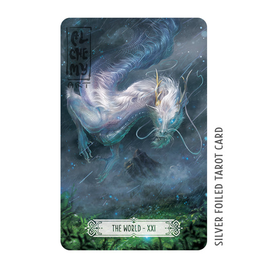 Tarot Card [The World XXI - The Four Dragons]