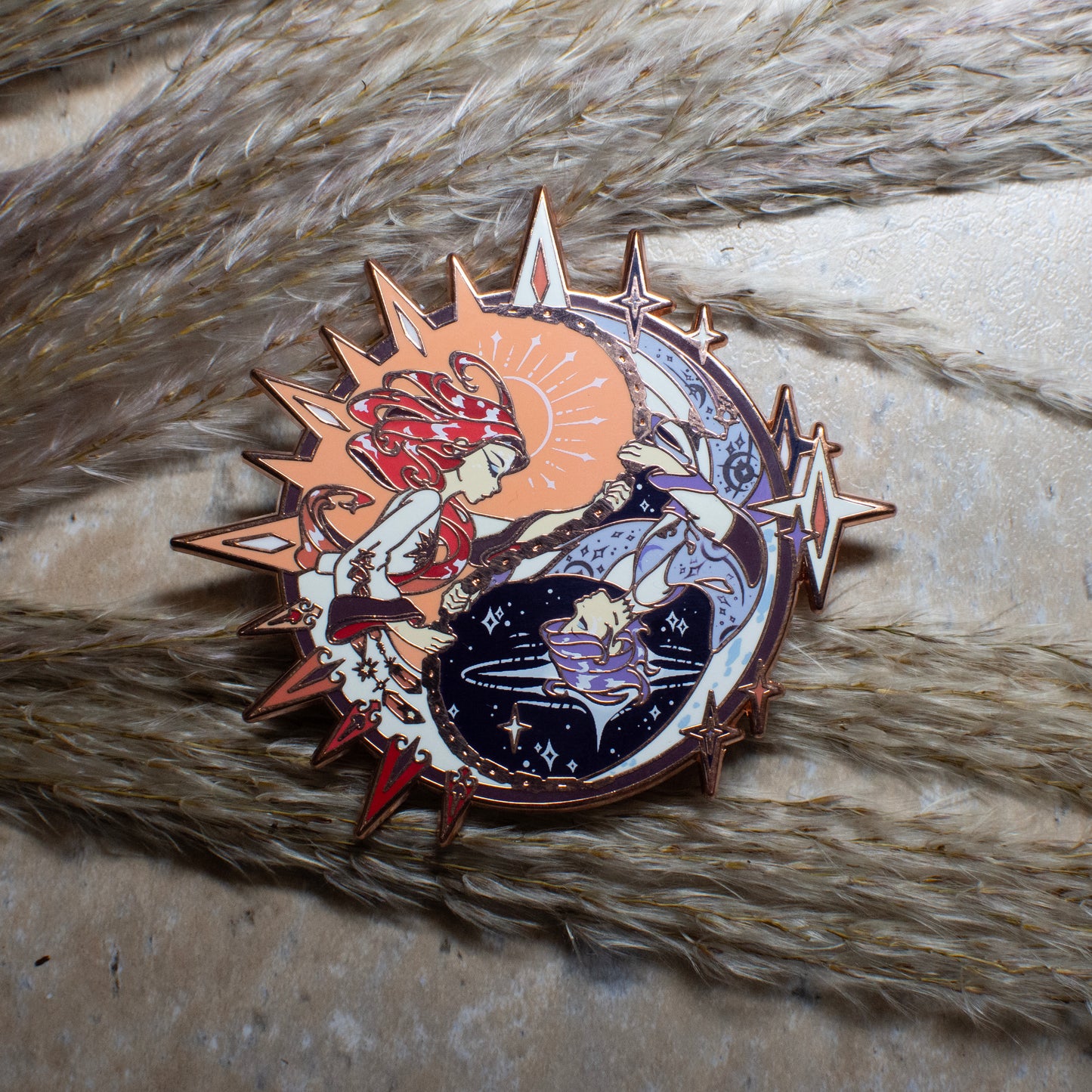 [Fairy Tale] Sister Sun, Brother Moon Enamel Pin - Original Red [Justice]