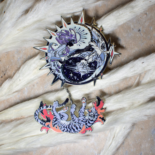 [Fairy Tale] Sister Sun, Brother Moon Enamel Pin - LE Silver [Justice]