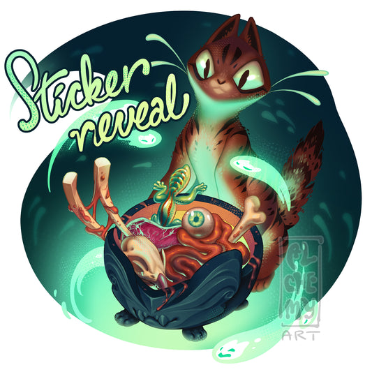 Die Cut Vinyl Cauldron Cat Sticker