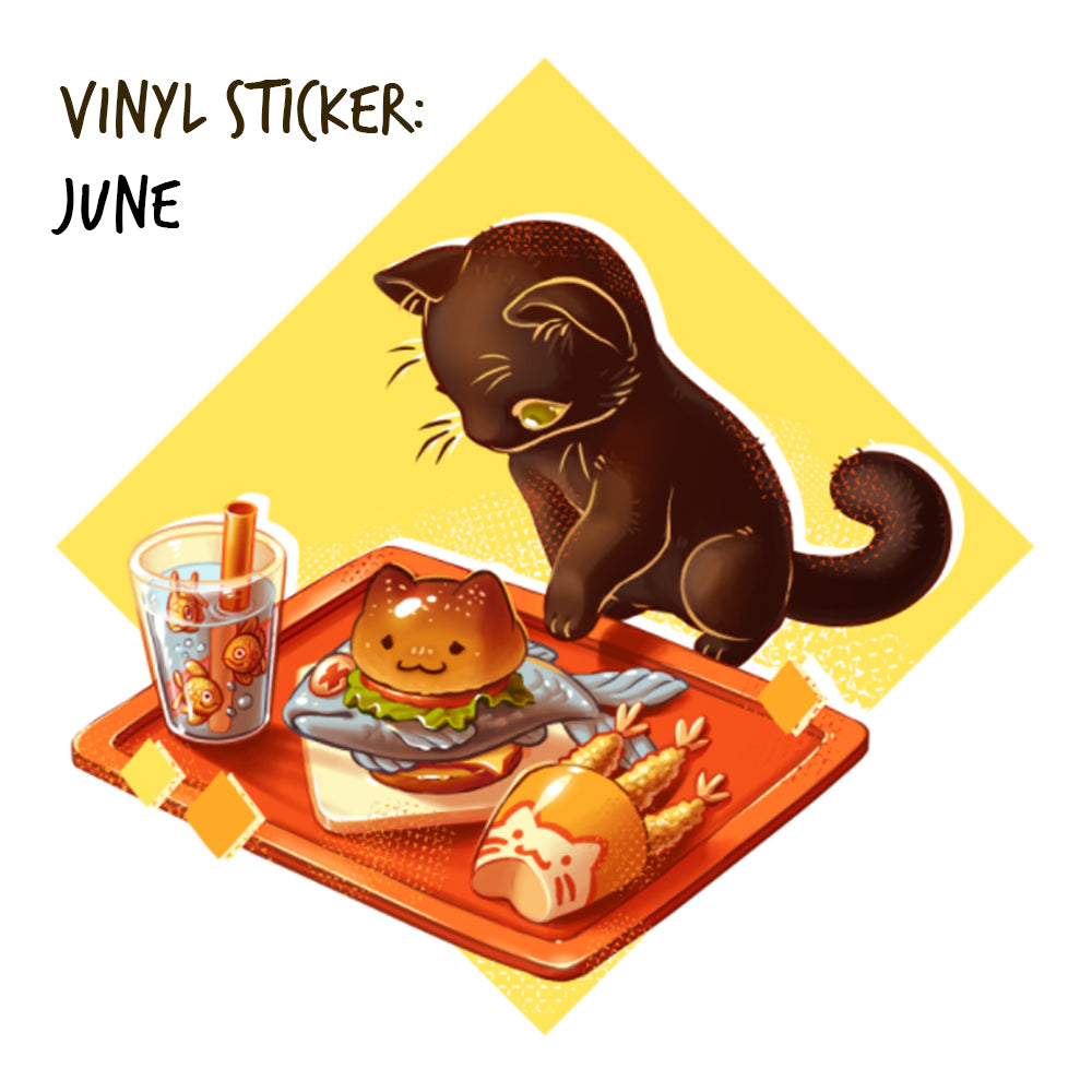 Die Cut Vinyl Burger Cat Sticker