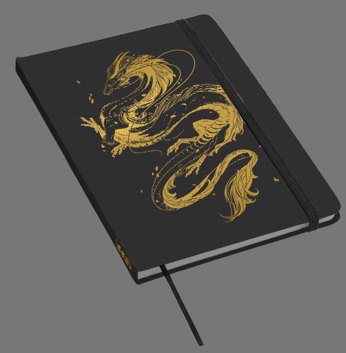 [PU Leather] Gold-Foiled Notebook, Black