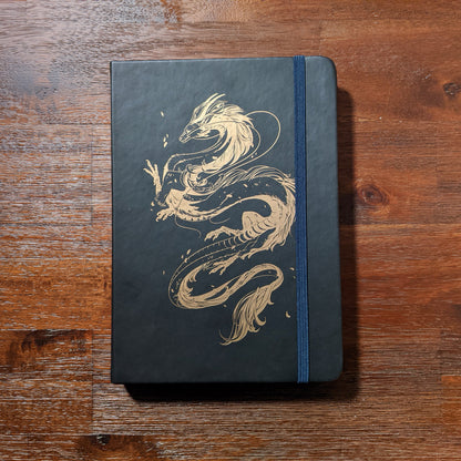 [PU Leather] Gold-Foiled Notebook, Black